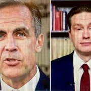Pictures of Mark Carney and Pierre Poilievre